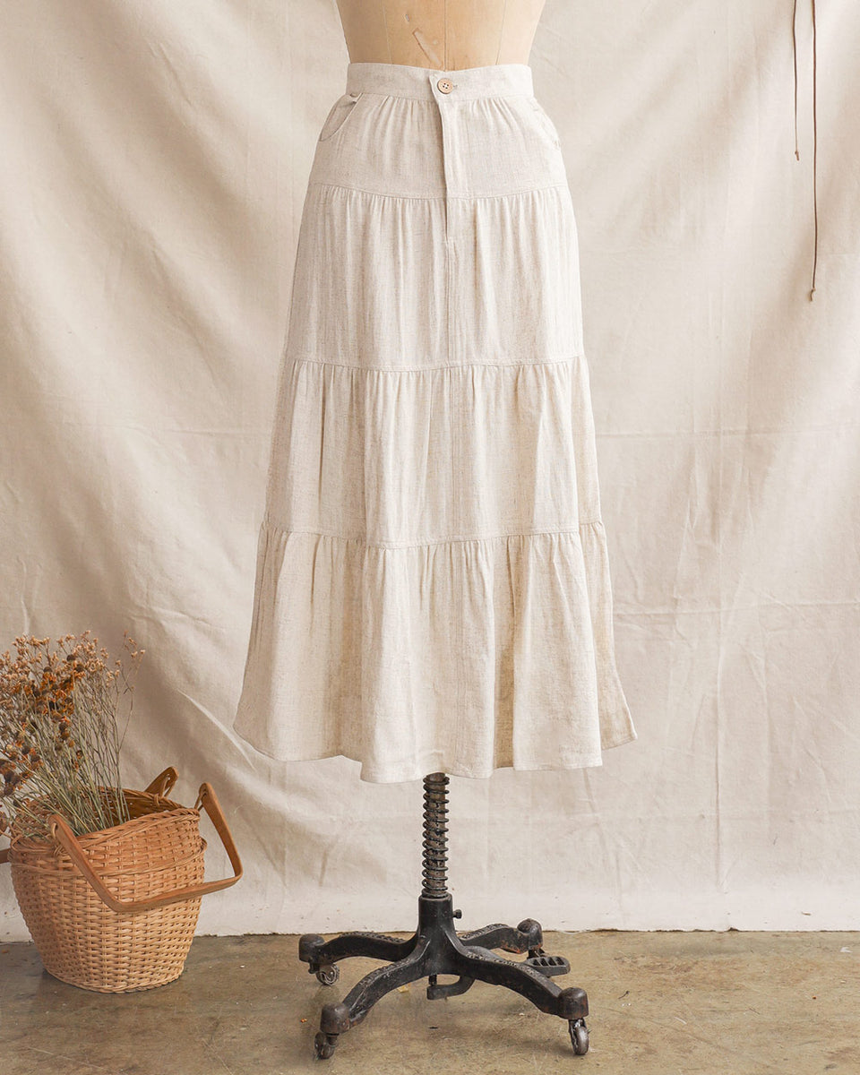 White linen tiered outlet skirt